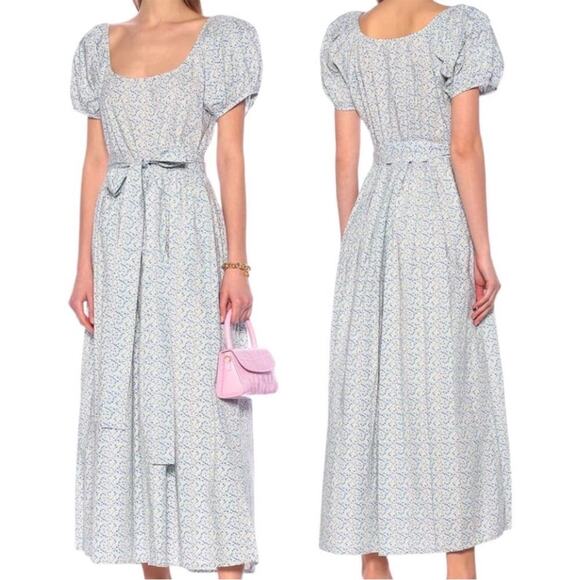 LoveShackFancy Dresses & Skirts - LoveShackFancy 2 Lais blue Floral Print Puff sleeve Midi Dress Cottagecore